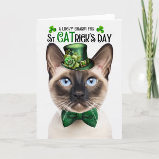 Seal Point Siamese Lucky Charm St CATrick's Day Holiday Card