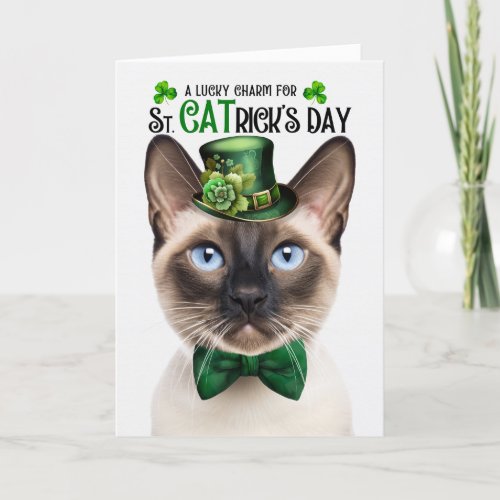 Seal Point Siamese Lucky Charm St CATricks Day Holiday Card