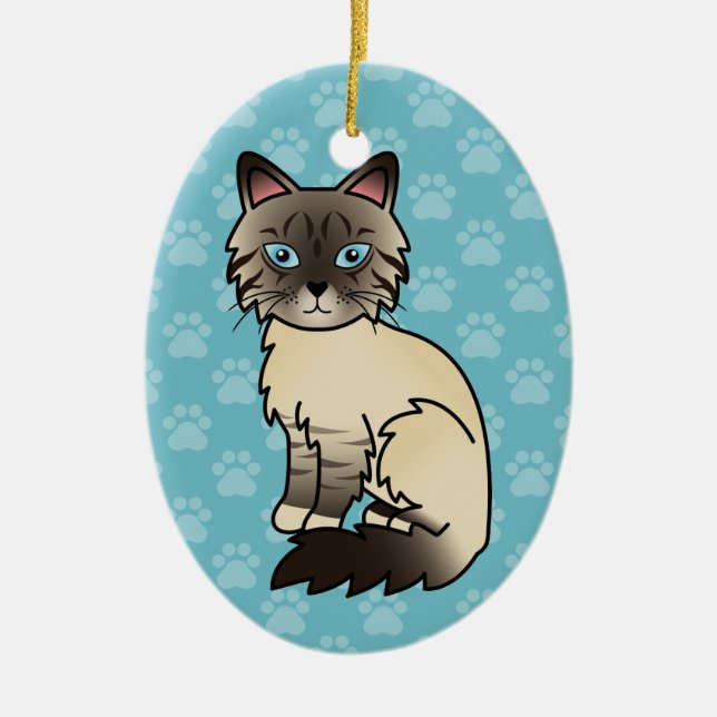 Seal Point Tabby Birman / Ragdoll Cat Ceramic Ornament (Front)
