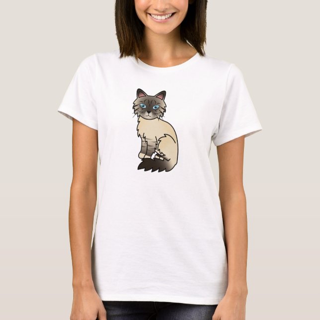 Seal Point Tabby Birman / Ragdoll Cat T-Shirt (Front)