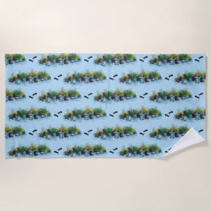 Seal Pup Party Swim Towel (Light Blue)