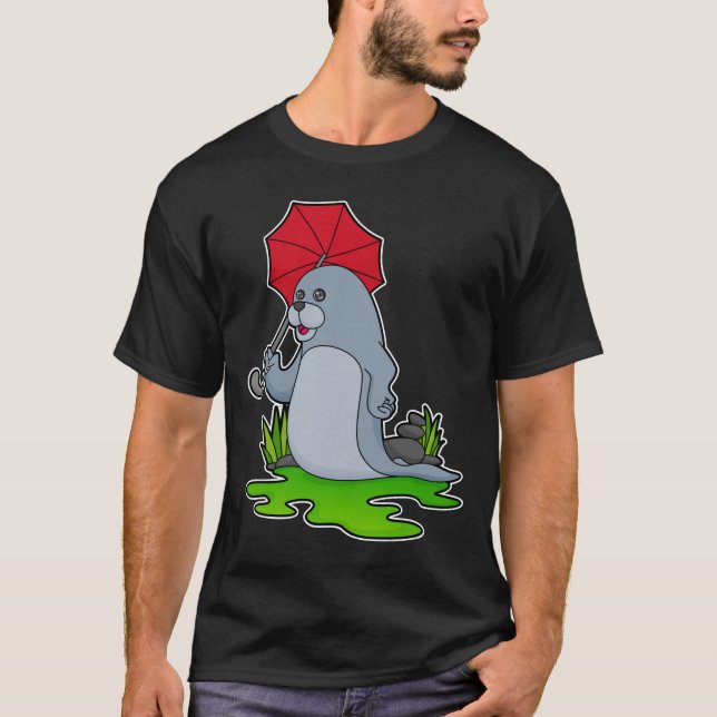 Seal Raining Umbrella T-Shirt (Front)
