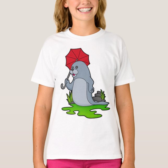 Seal Raining Umbrella T-Shirt (Front)