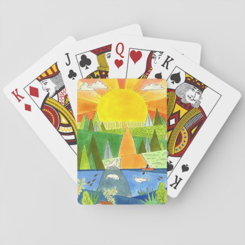 Seal River Kayak Sunrise Have a Nice Day Playing Cards
