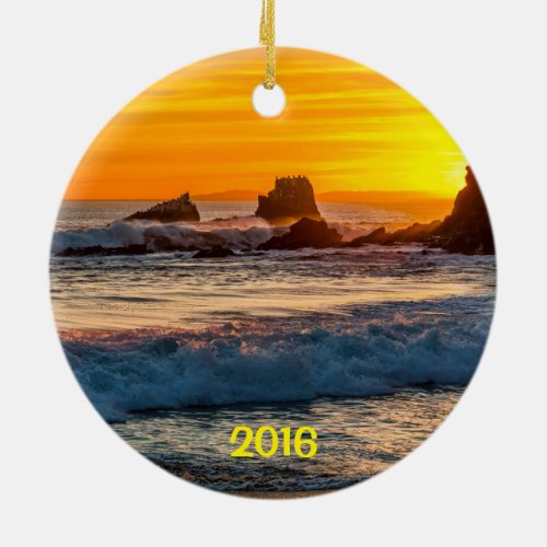 Seal Rock Laguna Beach Ceramic Ornament