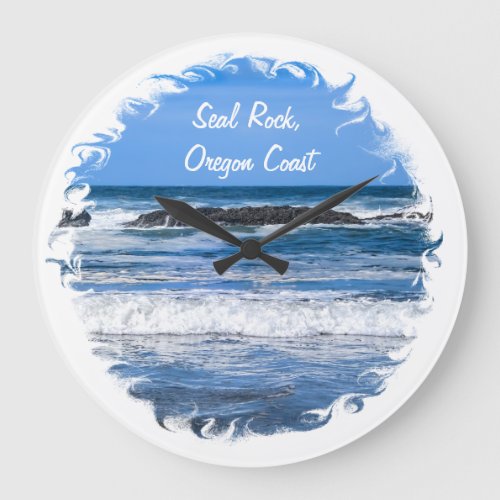 Seal Rock Oregon Coast On Pacific Ocean Large Clock