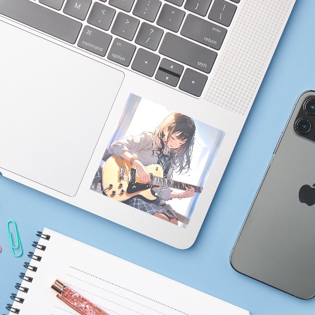 Seal Seal|Guitar JK Sushi Musume GenerativeAI Sticker (Laptop w/ iPhone)