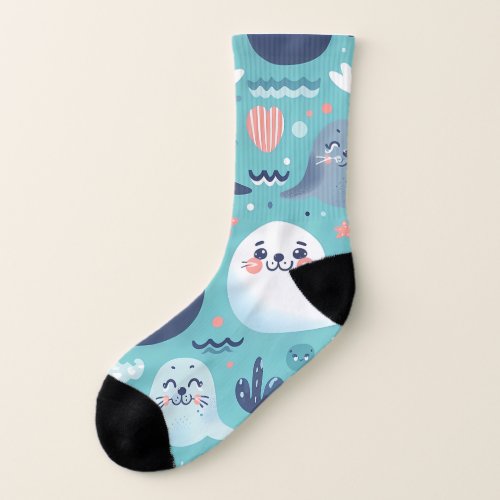 Seal Serenade Adorable Seamless Pattern Leggings Socks