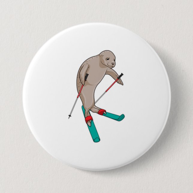 Seal Skier Ski Button (Front)