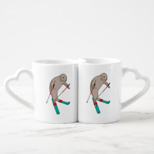 Seal Skier Ski Coffee Mug Set