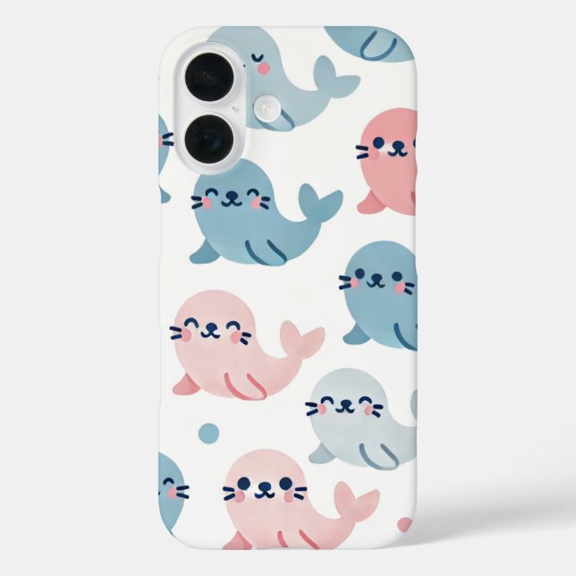 🐾 Seal Snuggles | Cute Pastel Phone Case 💙💗 (Back)
