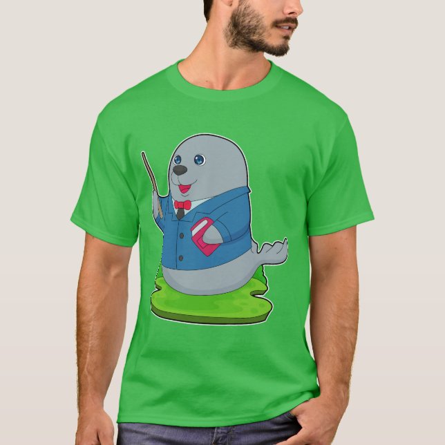 Seal Teacher Book School T-Shirt (Front)