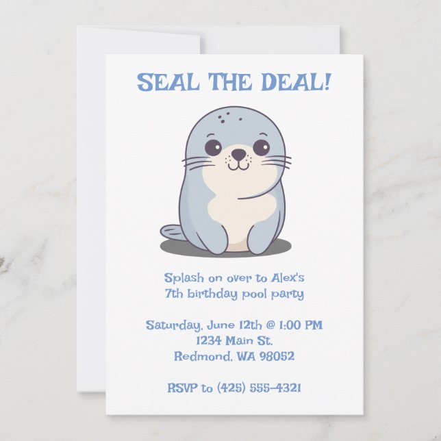 Seal the Deal Kids Birthday Invitation (Front)