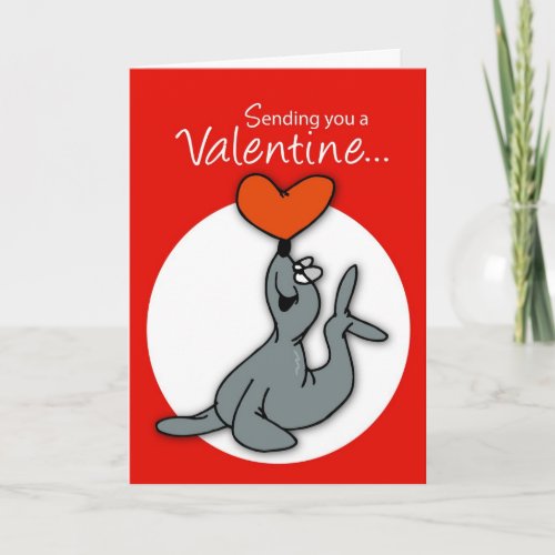 Seal Valentine for Boy Holiday Card