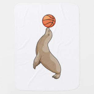 Seal with Basketball Baby Blanket
