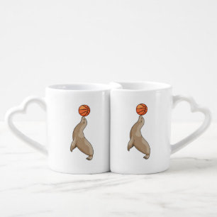 Seal with Basketball Coffee Mug Set