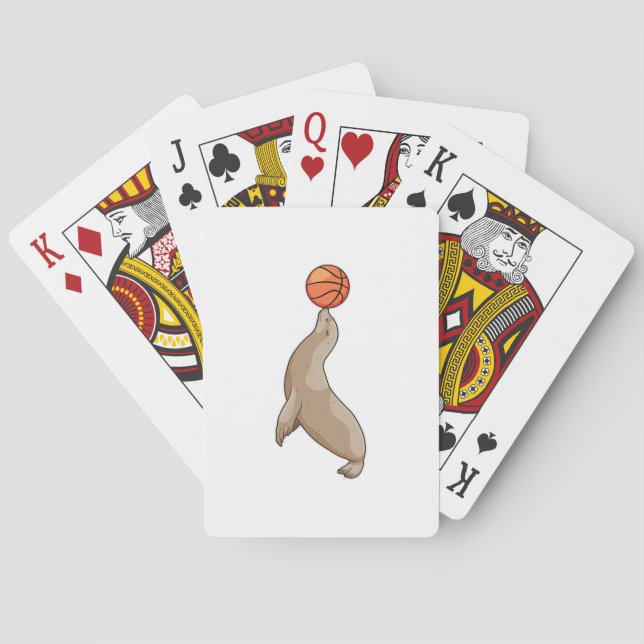 Seal with Basketball Poker Cards (Back)