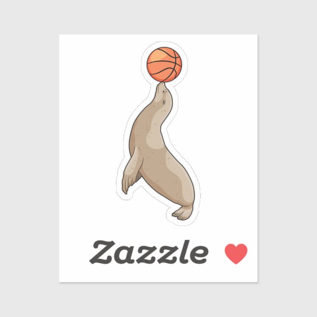 Seal with Basketball Sticker (Sheet)