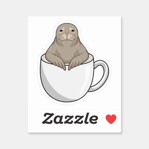 Seal with Coffee cup Sticker