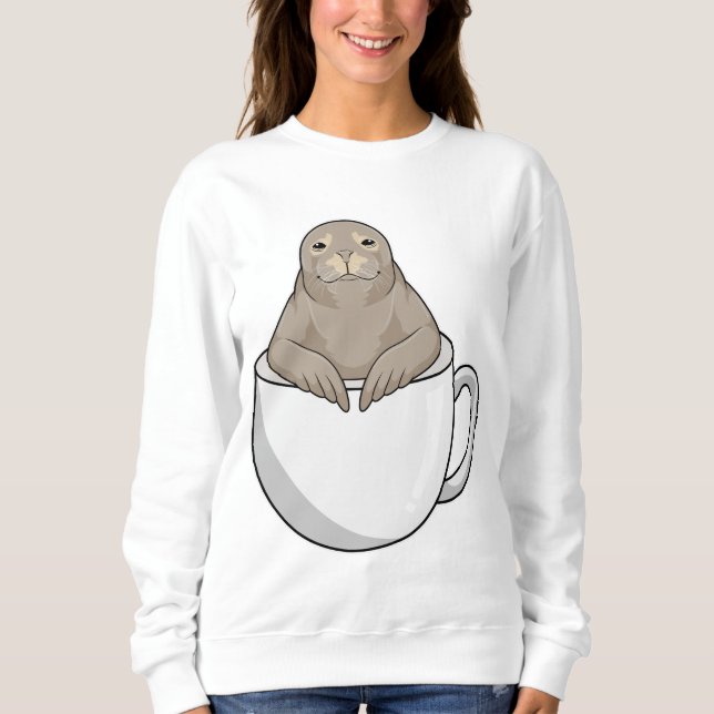 Seal with Coffee cup Sweatshirt (Front)