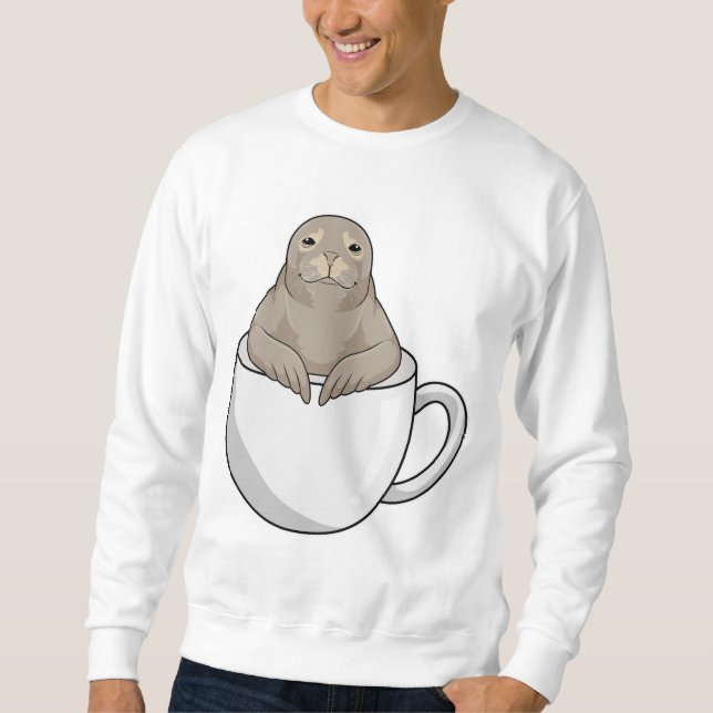 Seal with Coffee cup Sweatshirt (Front)