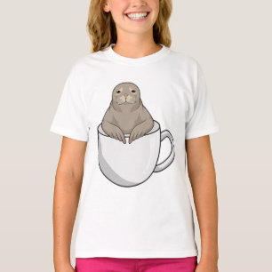 Seal with Coffee cup T-Shirt