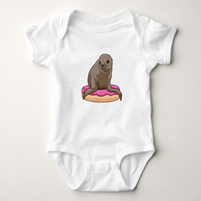 Seal with Donut Baby Bodysuit (Front)