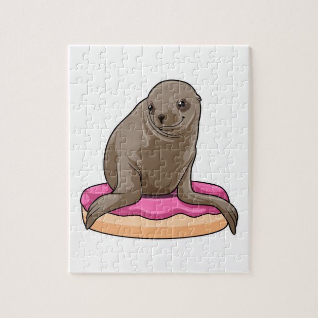 Seal with Donut Jigsaw Puzzle (Vertical)