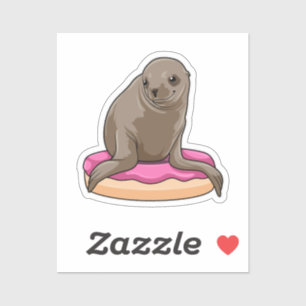 Seal with Donut Sticker