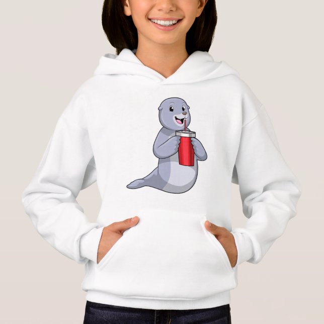 Seal with Drinking cup Hoodie (Front)