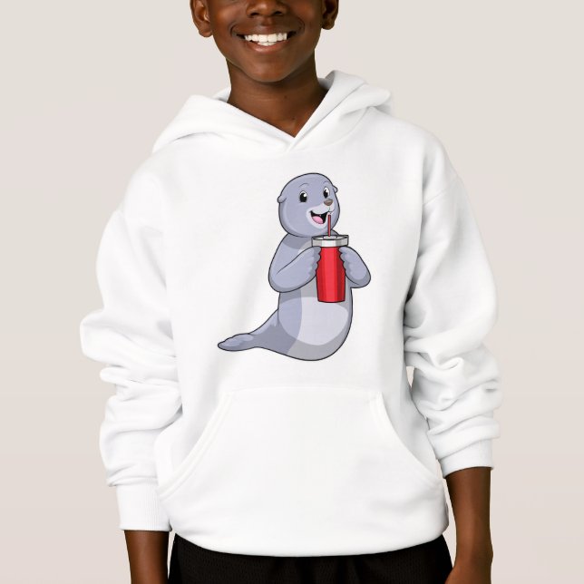 Seal with Drinking cup Hoodie (Front)