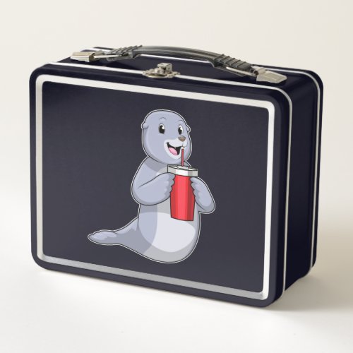 Seal with Drinking cup Metal Lunch Box