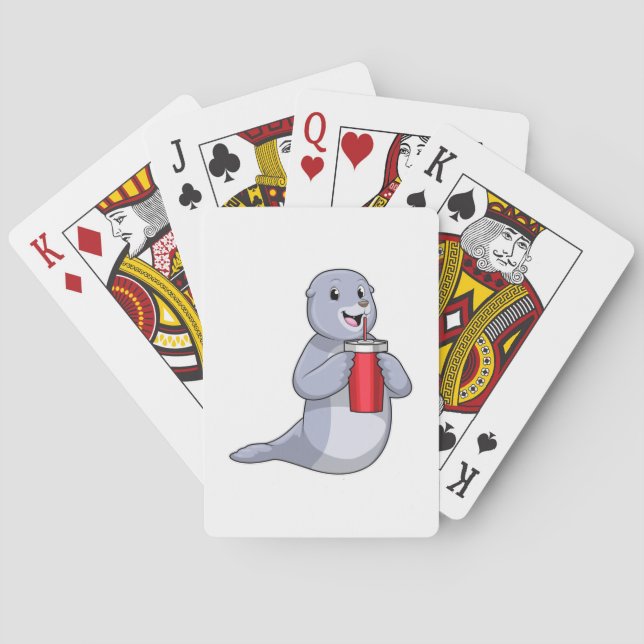 Seal with Drinking cup Poker Cards (Back)