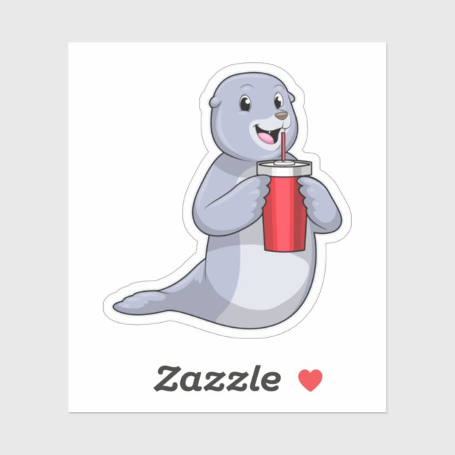 Seal with Drinking cup Sticker (Sheet)