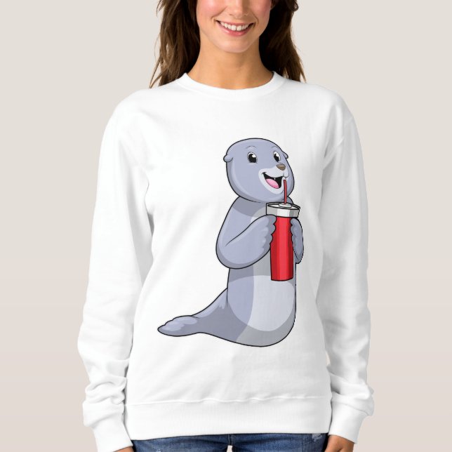 Seal with Drinking cup Sweatshirt (Front)