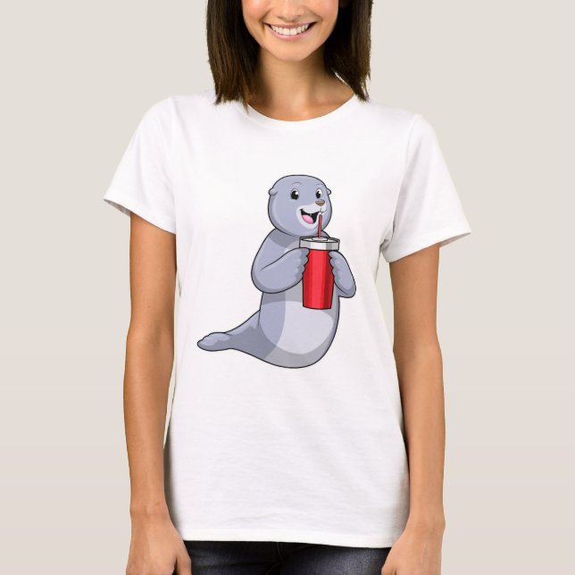 Seal with Drinking cup T-Shirt (Front)