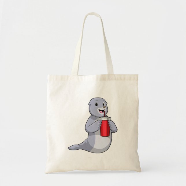 Seal with Drinking cup Tote Bag (Front)