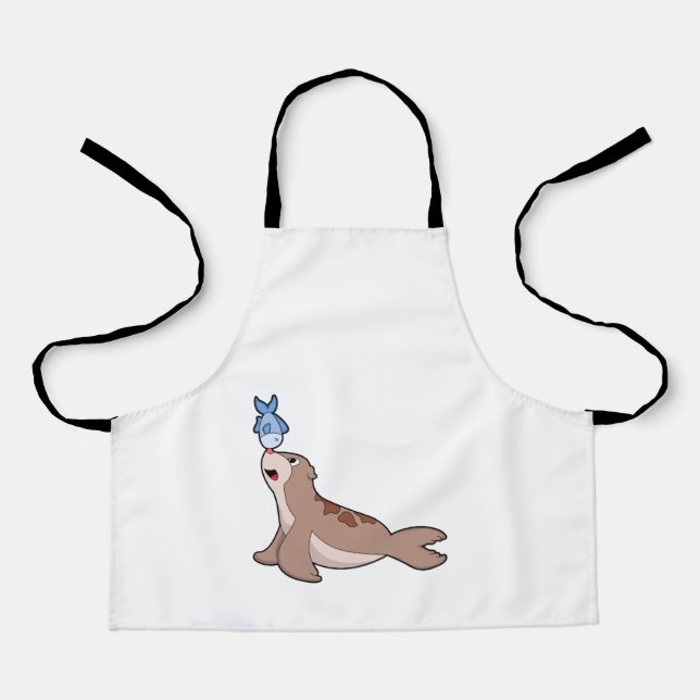 Seal with Fish (2).PNG Apron (Front)