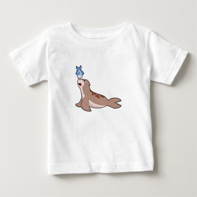 Seal with Fish (2).PNG Baby T-Shirt (Front)