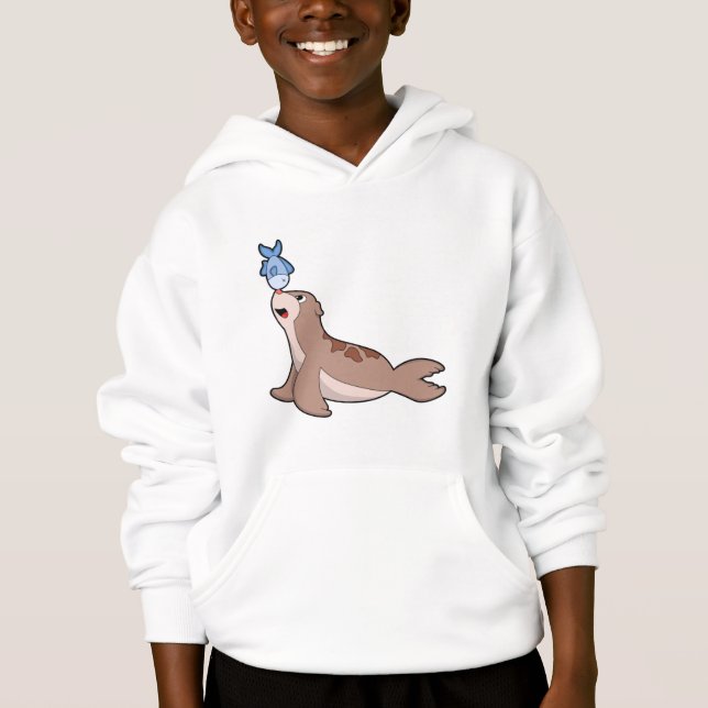 Seal with Fish (2).PNG Hoodie (Front)