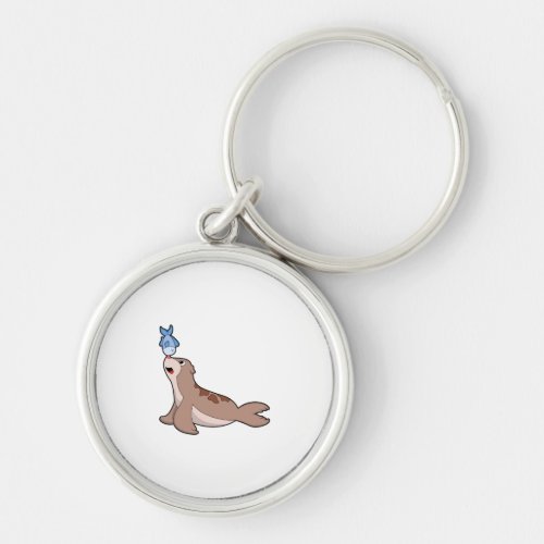 Seal with Fish 2PNG Keychain