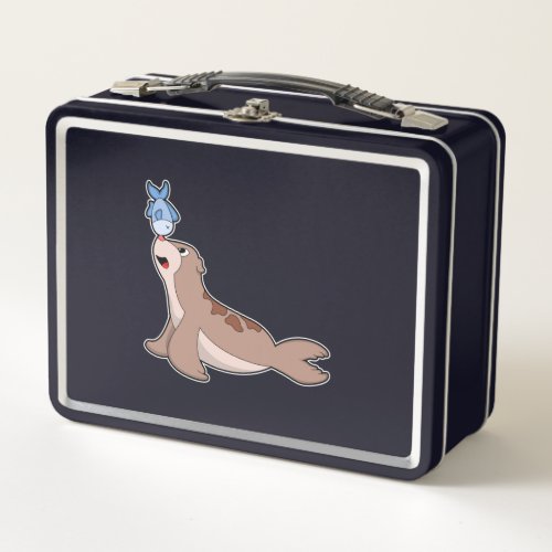 Seal with Fish 2PNG Metal Lunch Box