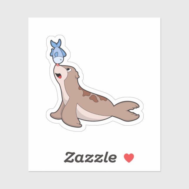 Seal with Fish (2).PNG Sticker (Sheet)