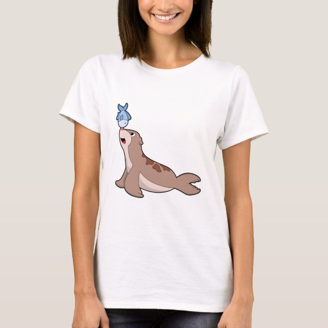Seal with Fish (2).PNG T-Shirt (Front)