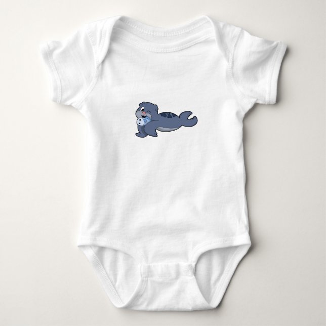 Seal with Fish (3).PNG Baby Bodysuit (Front)