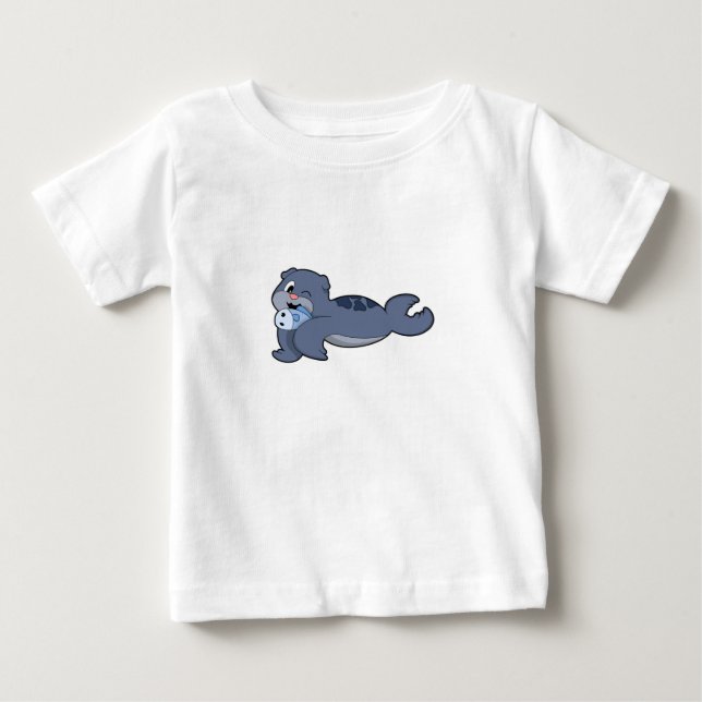 Seal with Fish (3).PNG Baby T-Shirt (Front)