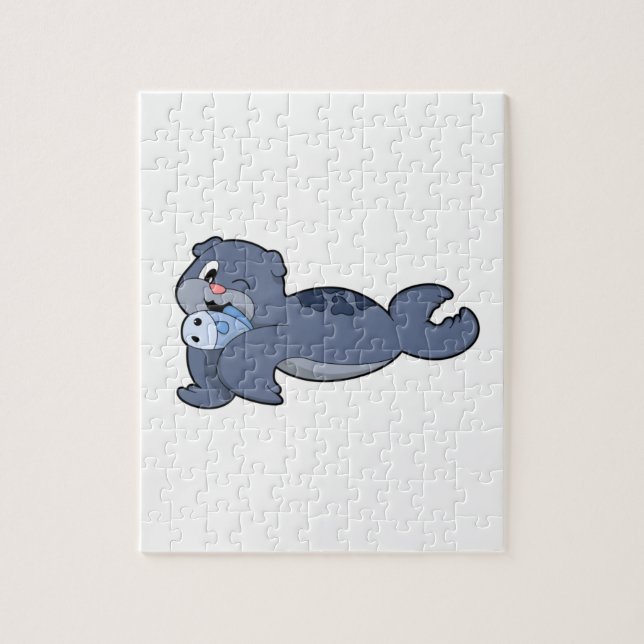 Seal with Fish (3).PNG Jigsaw Puzzle (Vertical)