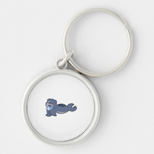 Seal with Fish 3PNG Keychain