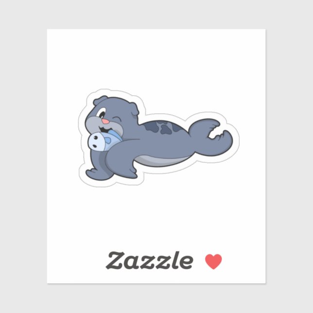 Seal with Fish (3).PNG Sticker (Sheet)