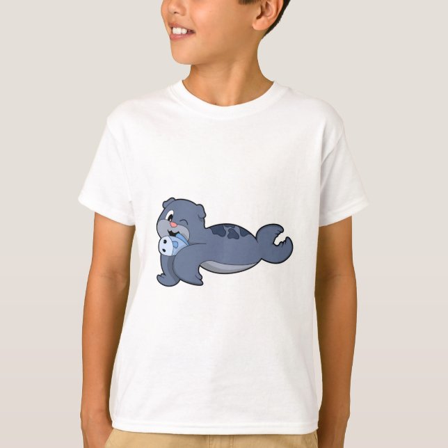 Seal with Fish (3).PNG T-Shirt (Front)